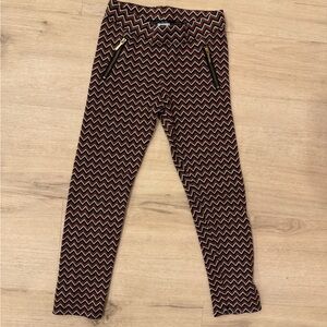 Janie & Jack size 6 rust black & white Chevron Ponte girls pant leggings zigzag